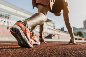 athletic man getting ready to run